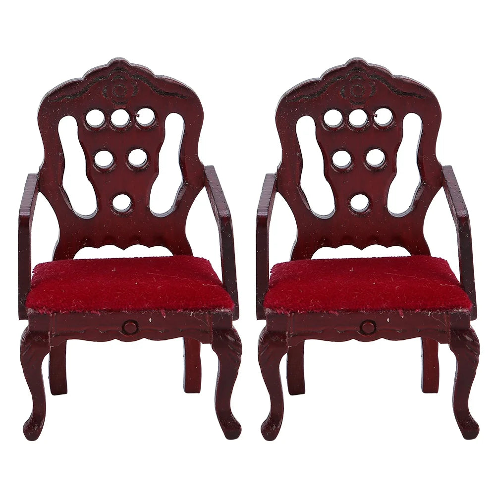Red Wooden Dollhouse Sofa Chair Set W99184