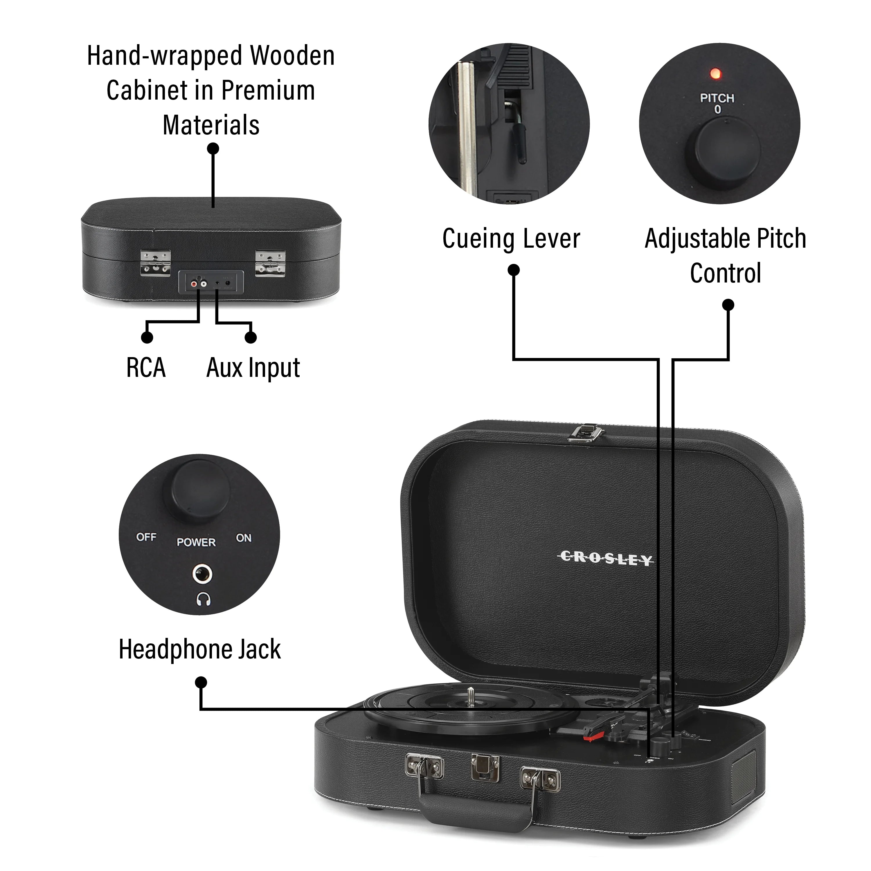 Vinyl Record Player with Speakers and Wireless Bluetooth Turntable C74308