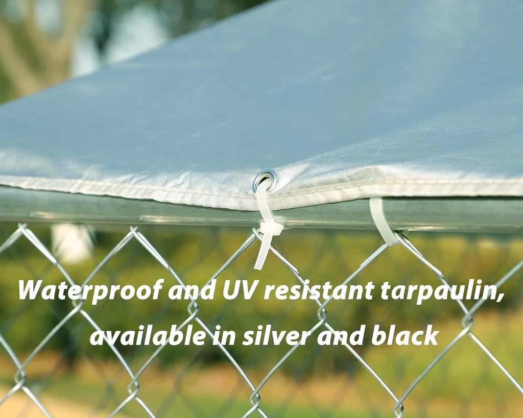 118'' L x 118'' W x 83'' H Galvanized Steel Dog Kennel with Lockable Door Q30862