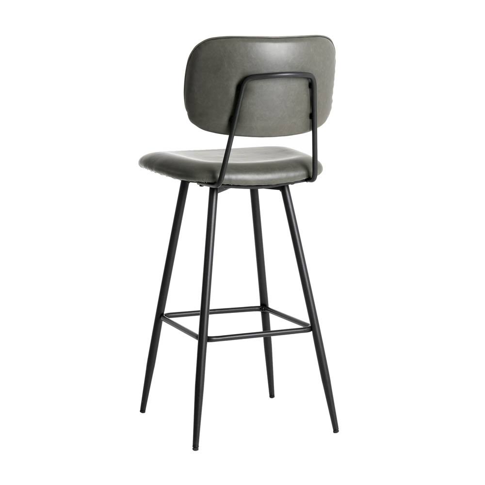Grey PU Leather Bar Stool with Back, Set of 2 E48462