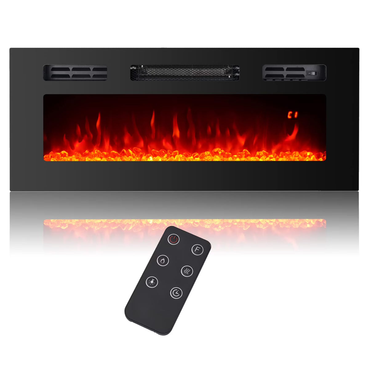 36" Electric Fireplace Insert Stove Heater with Remote Control E38205