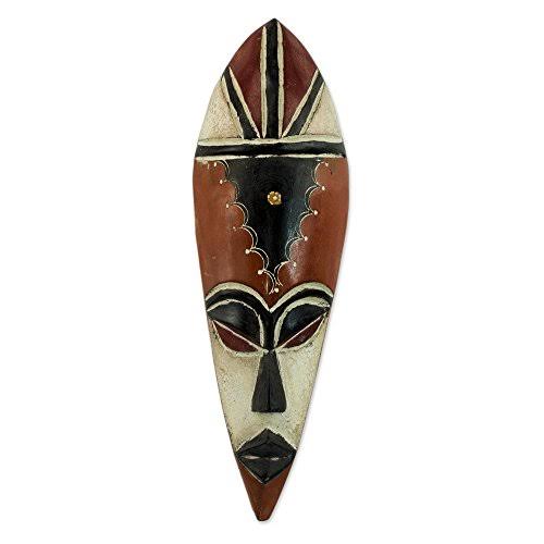 Decorative Ghanaian Large African Rubber Wood Mask, Orange R239662