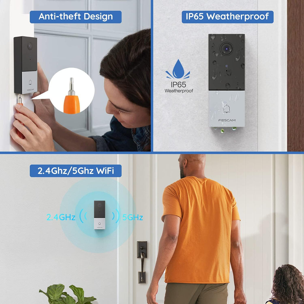 2K/4MP Video Doorbell Camera, 2-Way Audio, Night Vision, IP65 Hardwired E85496