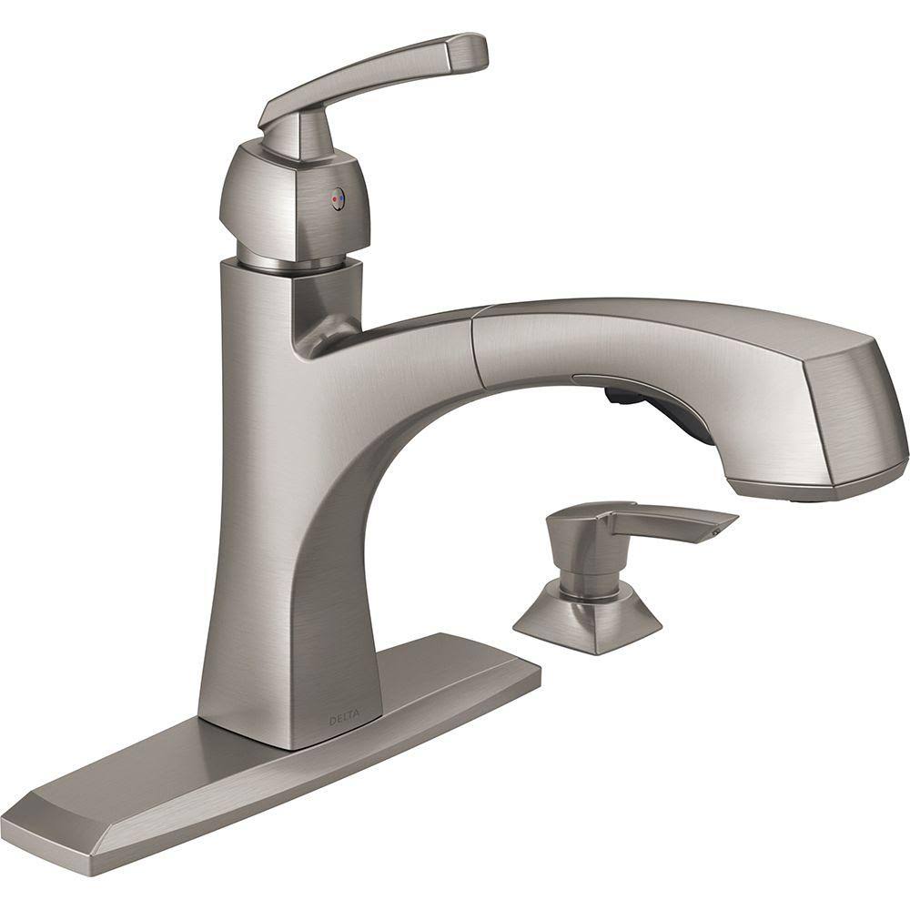 Single-Handle Pull-Out Sprayer Kitchen Faucet with Soap Dispenser S774640