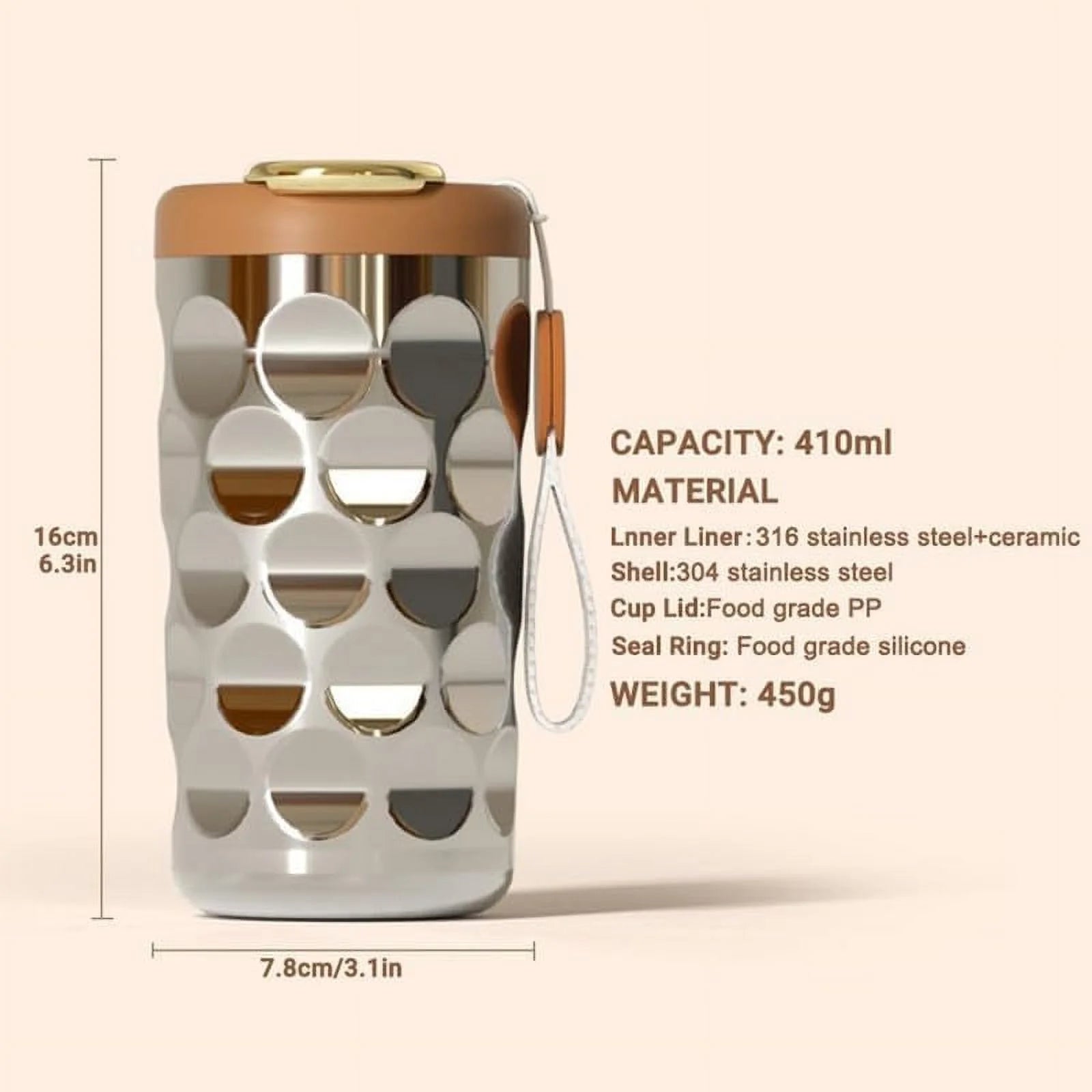 410ml 316 Stainless Steel Coffee Thermos J12476