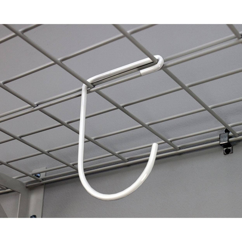 White 24 x 48 inch Garage Wall Shelf Two-Pack with Bike Tire Hooks W397541