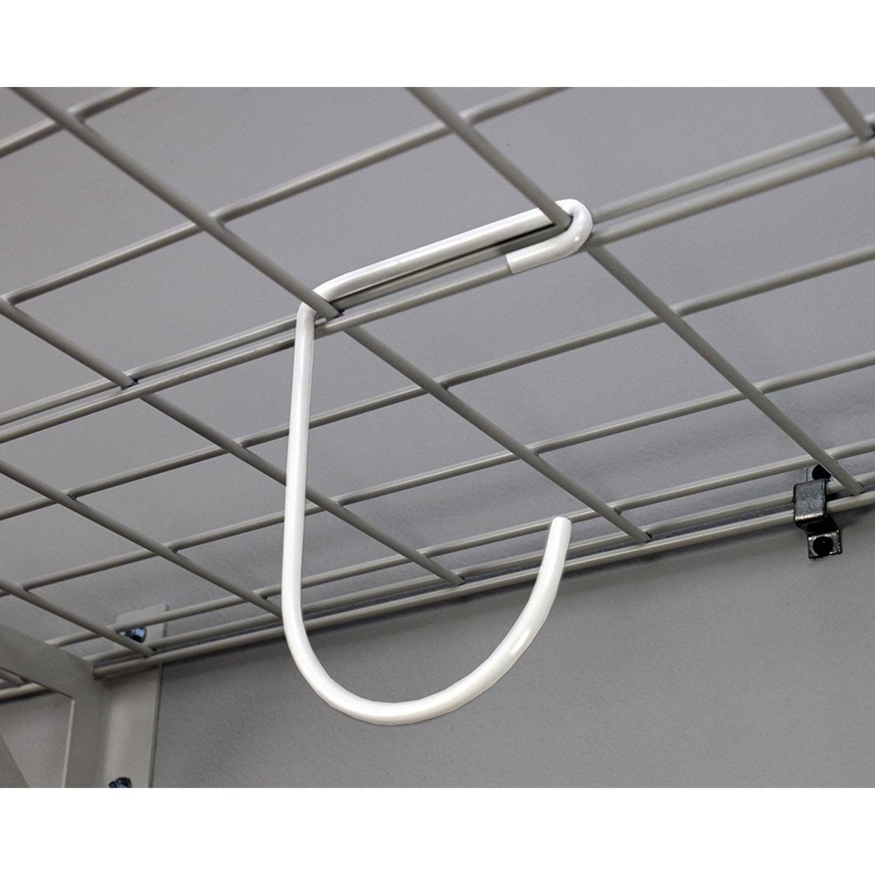 White 24 x 48 inch Garage Wall Shelf Two-Pack with Bike Tire Hooks W397541