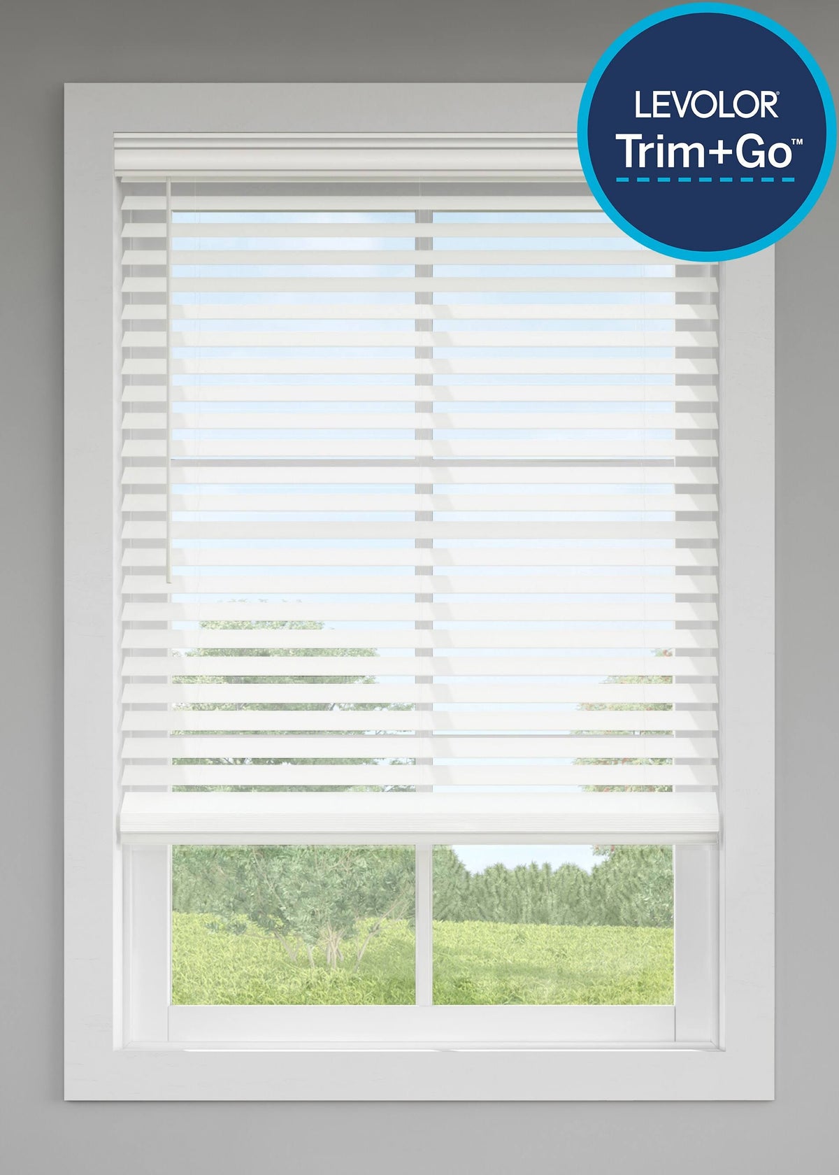 Cordless White Faux Wood Room Darkening Horizontal Blinds B8422