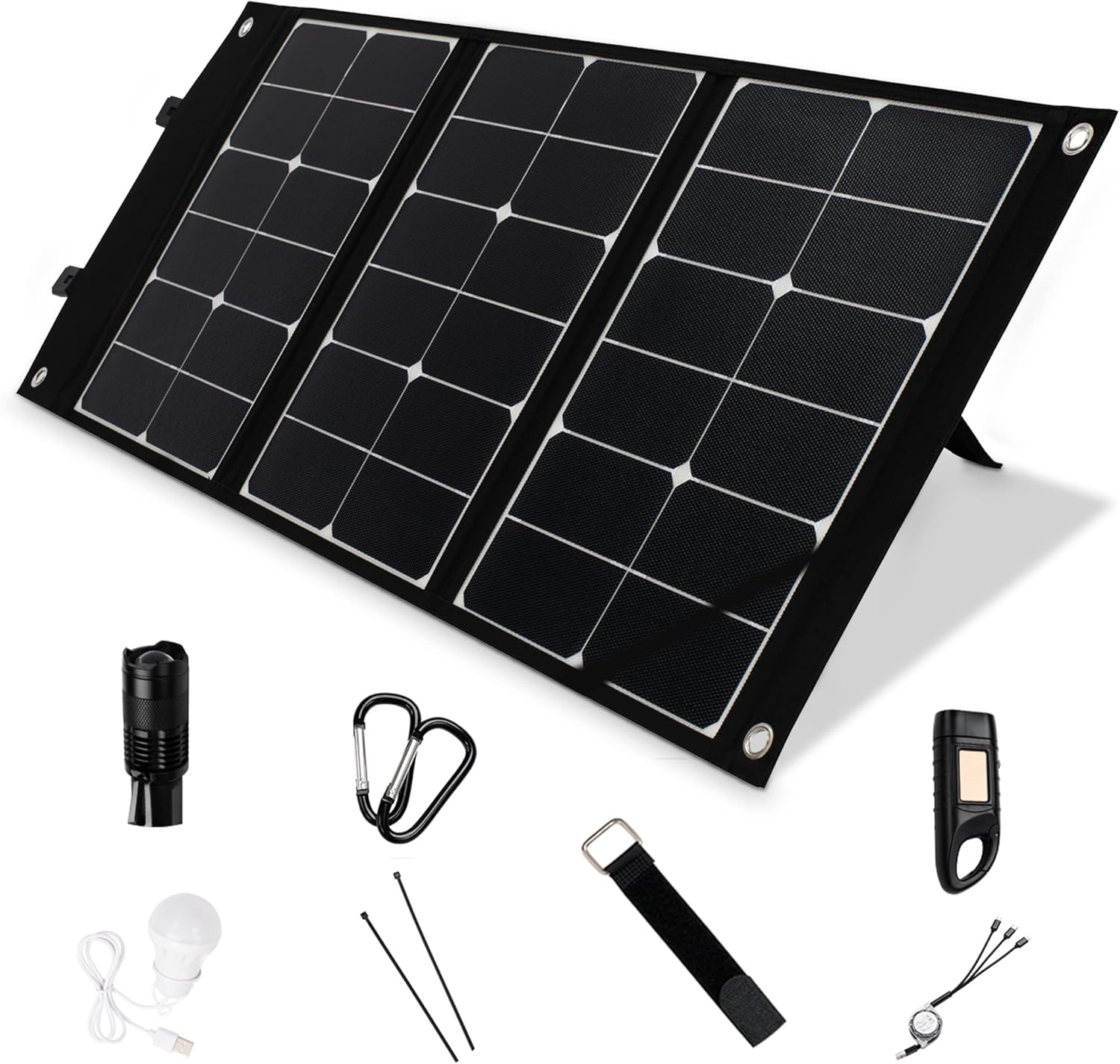 120W Monocrystalline Foldable Solar Panel with USB Ports, 18V DC Output G898