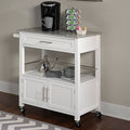 White Granite Top Rolling Kitchen Cart Q6433