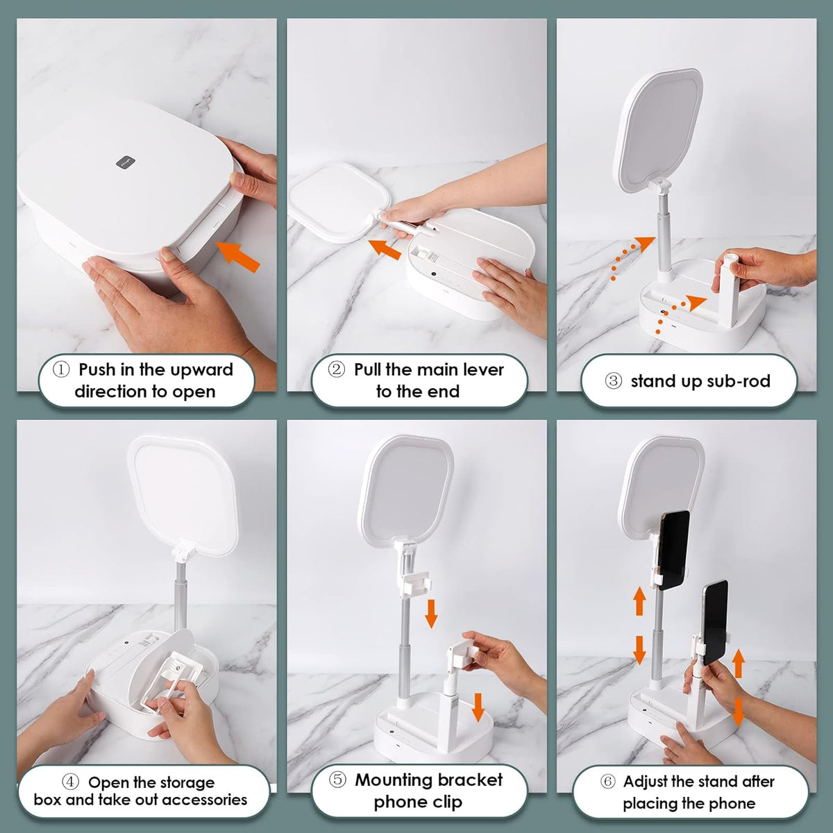 Rechargeable Wireless Foldable Phone Stand with LED Light, Pack of 2 L297