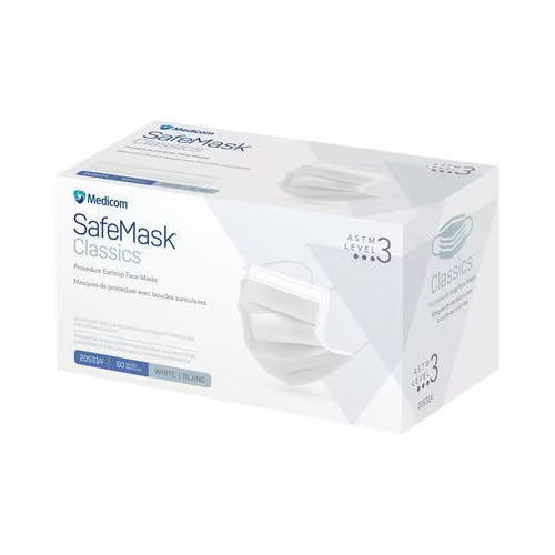 White ASTM Level 3 Earloop Face Masks 50/Pk K221484