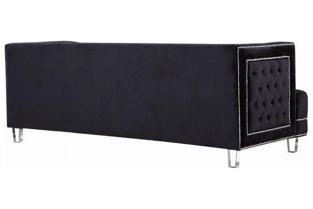 Black Velvet Fabric Acrylic Legs Set 3 Pcs X83278