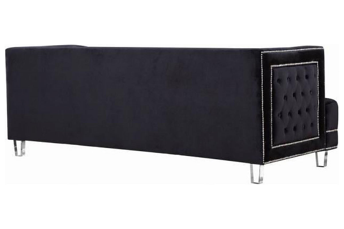 Black Velvet Fabric Acrylic Legs Set 3 Pcs X83278
