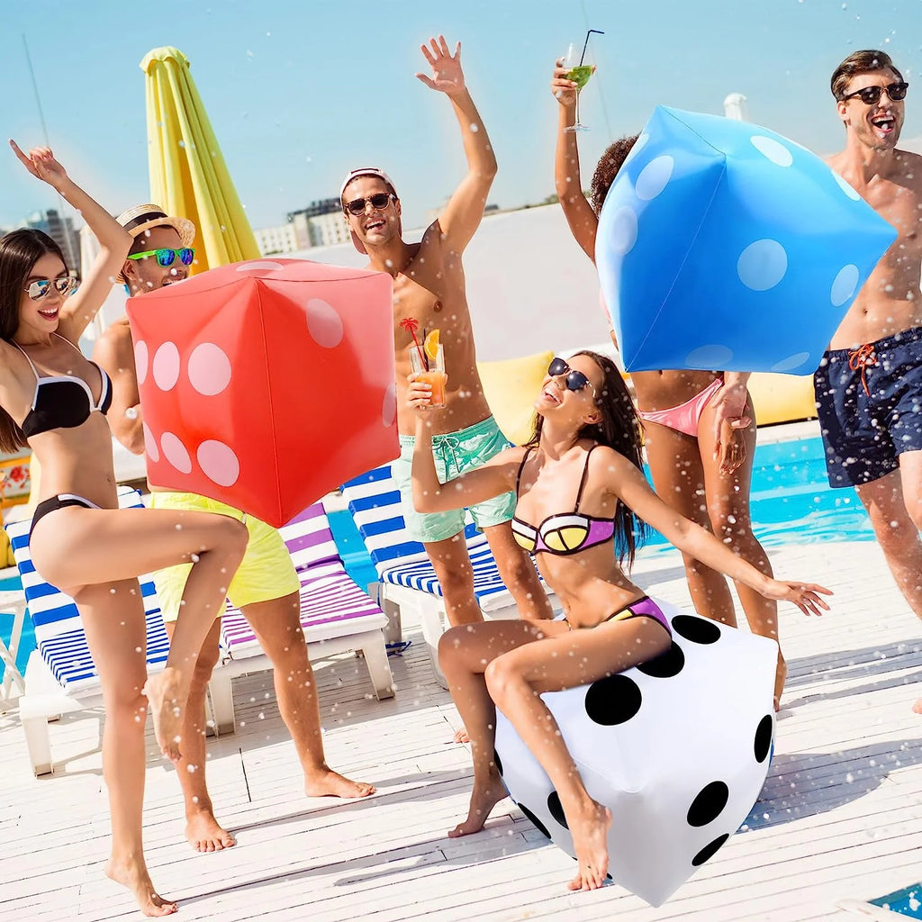 3 Pcs 11.8 inch Jumbo Inflatable Giant Dice (White+Blue+Red) L203