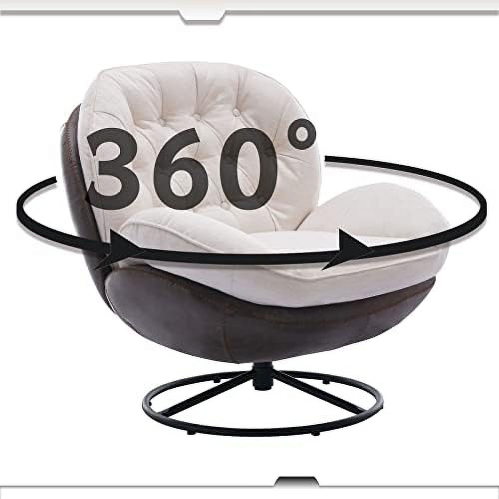 White Linen Swivel Chair with Ottoman G39318