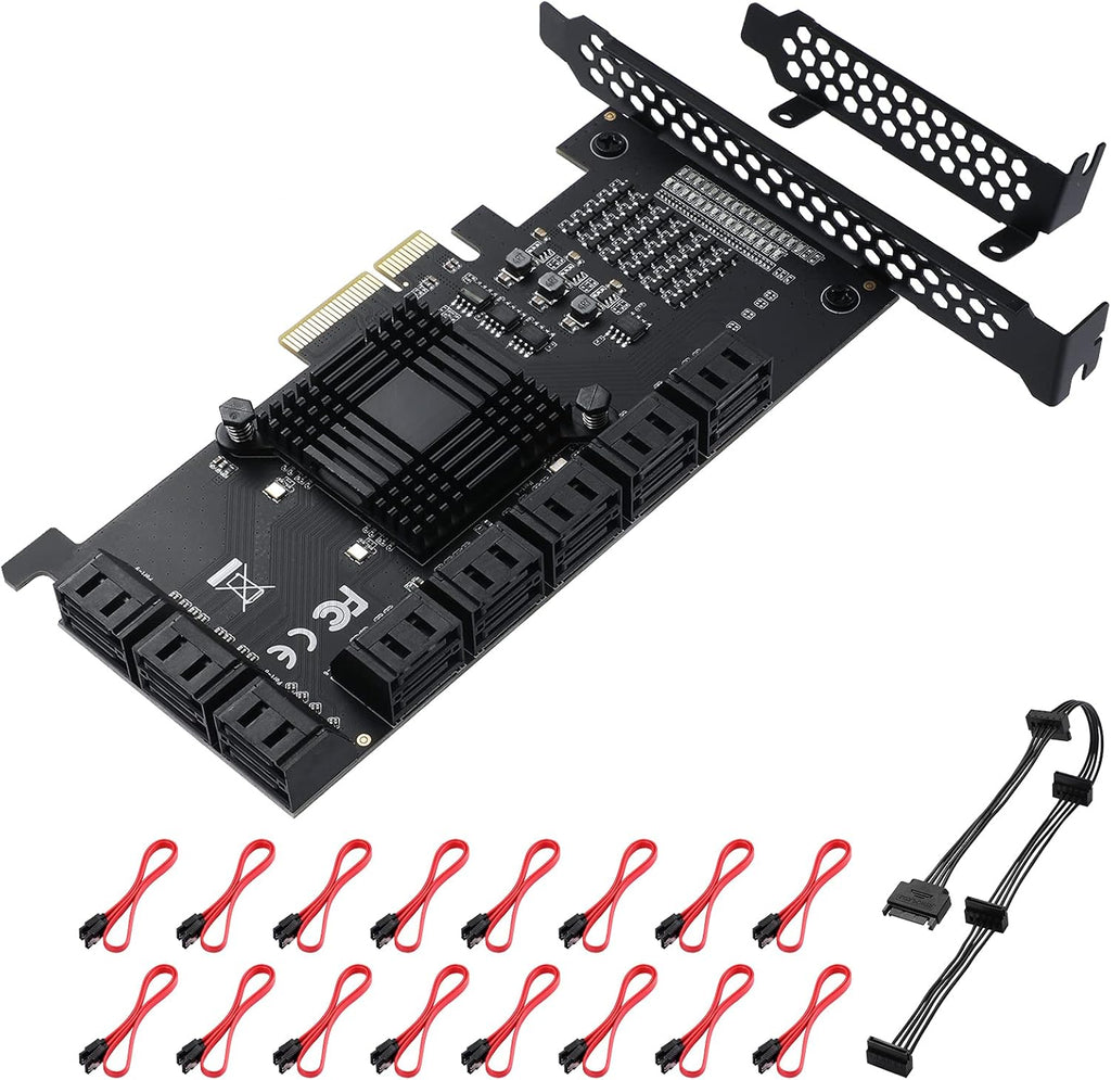 PCIe 6 SATA 4X Card with 6 SATA Cables and Low Profile Bracket E128269