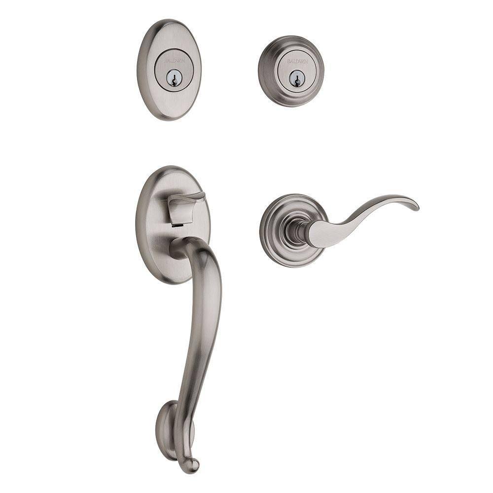 Satin Nickel Double Cylinder Handleset with Wave Lever N672617