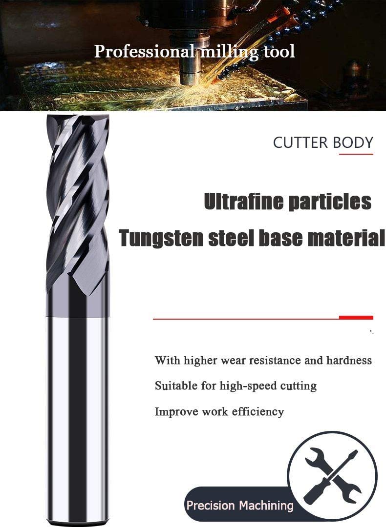 1/8 Carbide Square End Mill, 4 Flute, AlTiN Coating Y490034