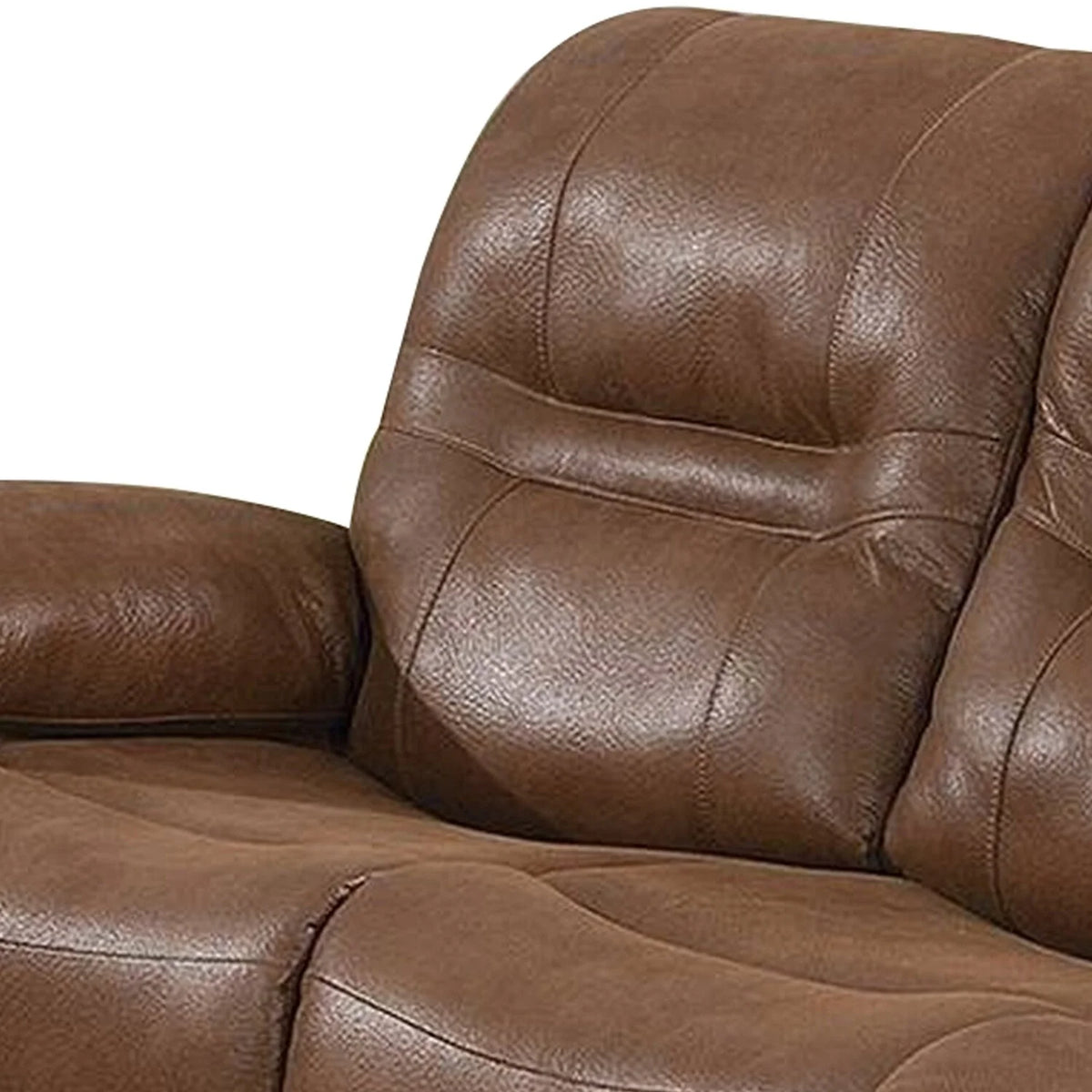 Brown Leatherette Reclining Sofa with USB Port E4912