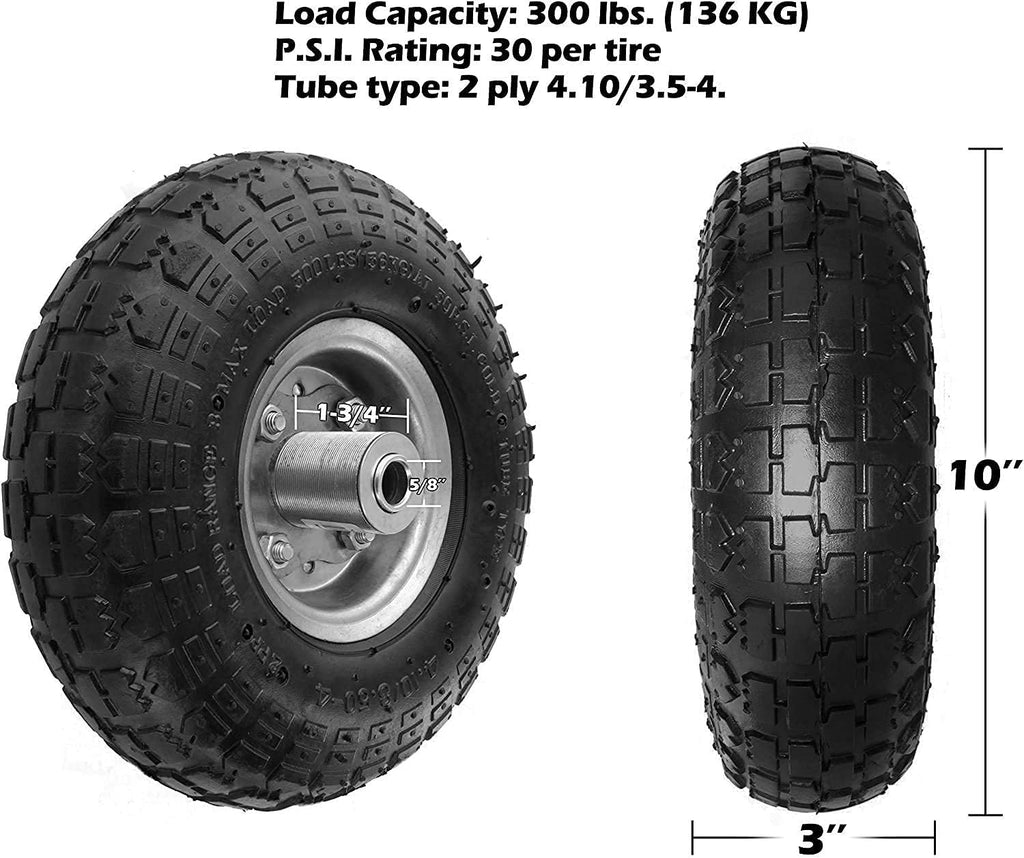 4 Pack Pneumatic Rubber Wheels with 5/8 Center Bearing O48180