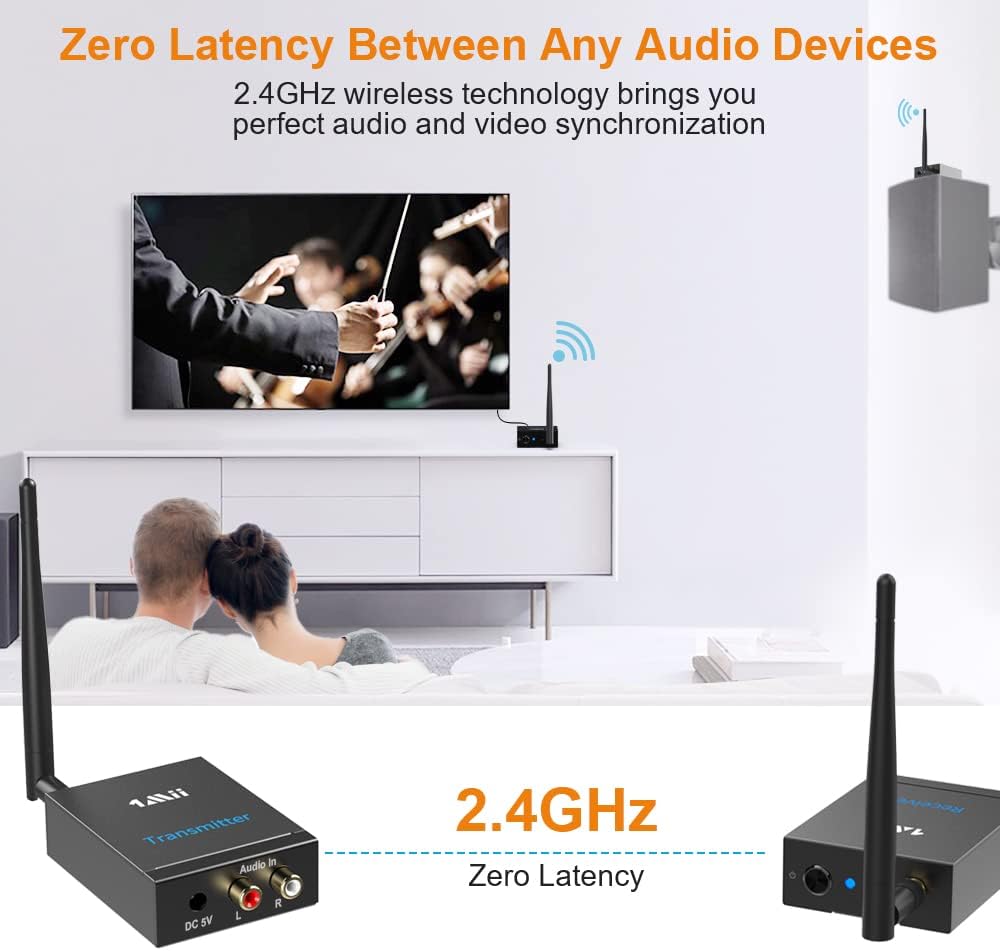 2.4GHz Wireless Audio Transmitter Receiver RCA 320ft Pack of 2 Z149126