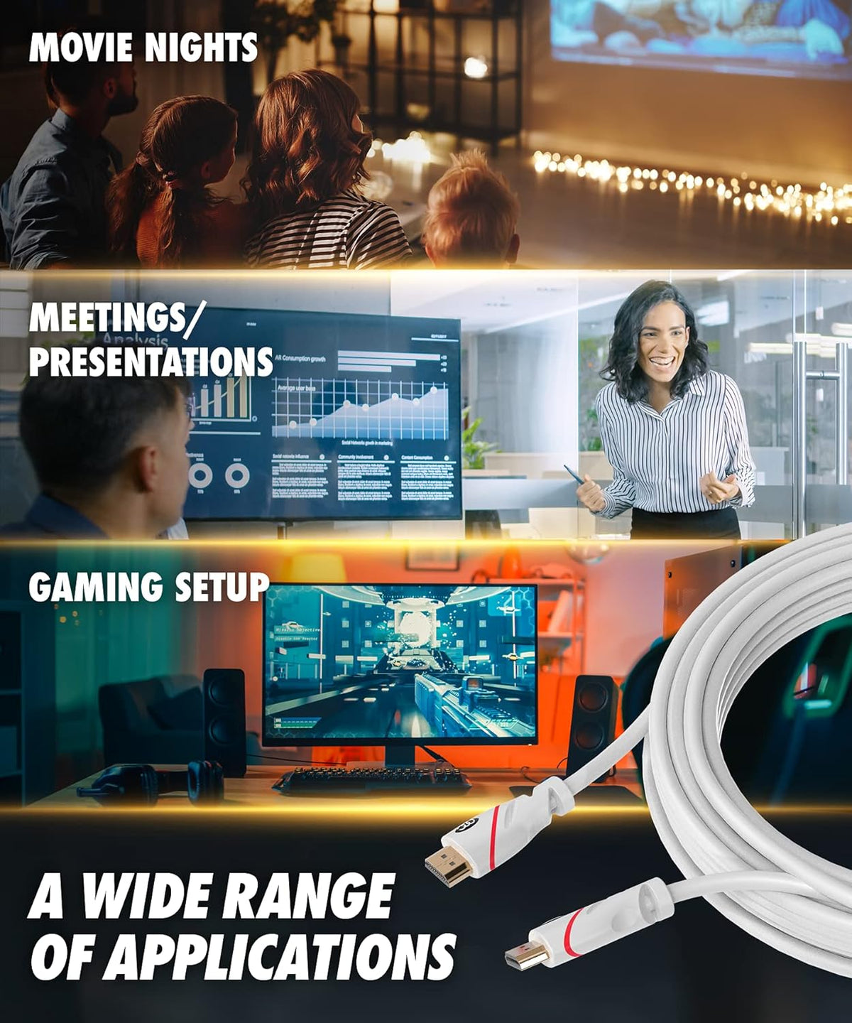 40 ft High Speed HDMI Cord CL3 Rated I3039