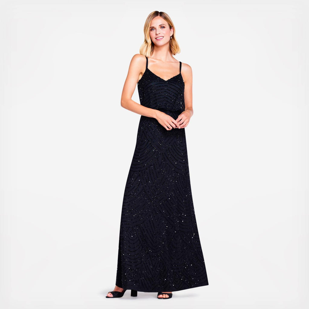 Black Beaded Gown E6695