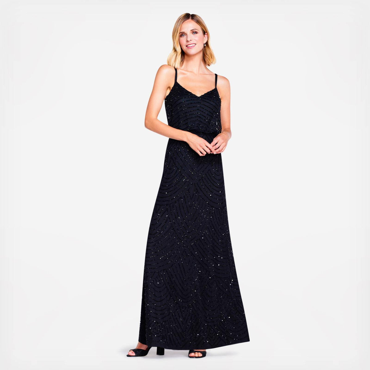Black Beaded Gown E6695