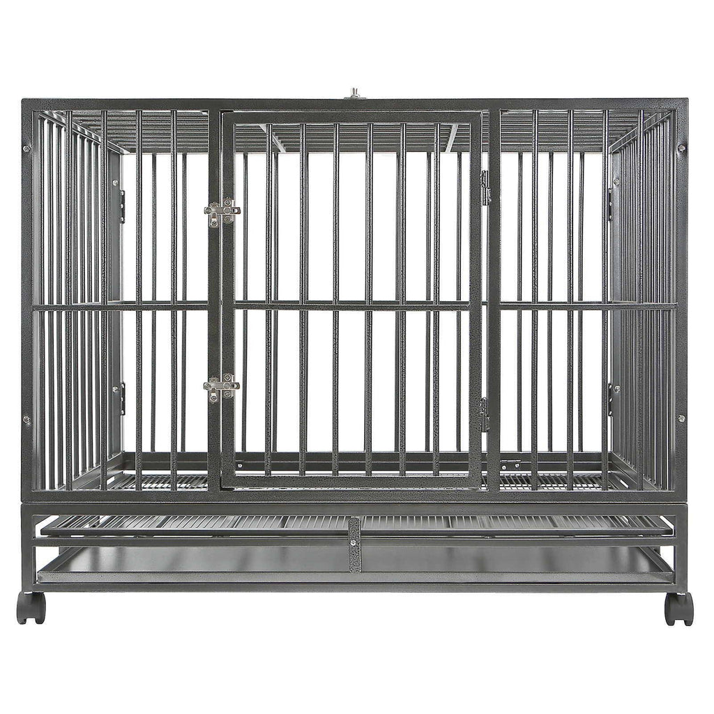 Silver Two-Door Dog Crate with Tray M178