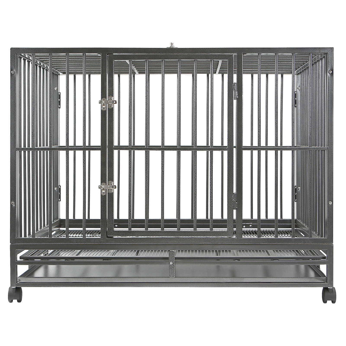 Silver Two-Door Dog Crate with Tray M178