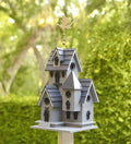 Gothic Castle Birdhouse with Metal Dragon Weathervane L68545