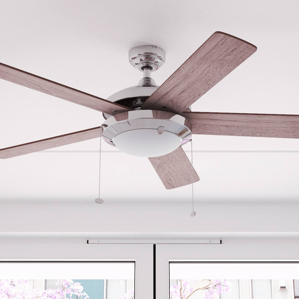 Chrome Contemporary Rustic Ceiling Fan, 52 LED J75815
