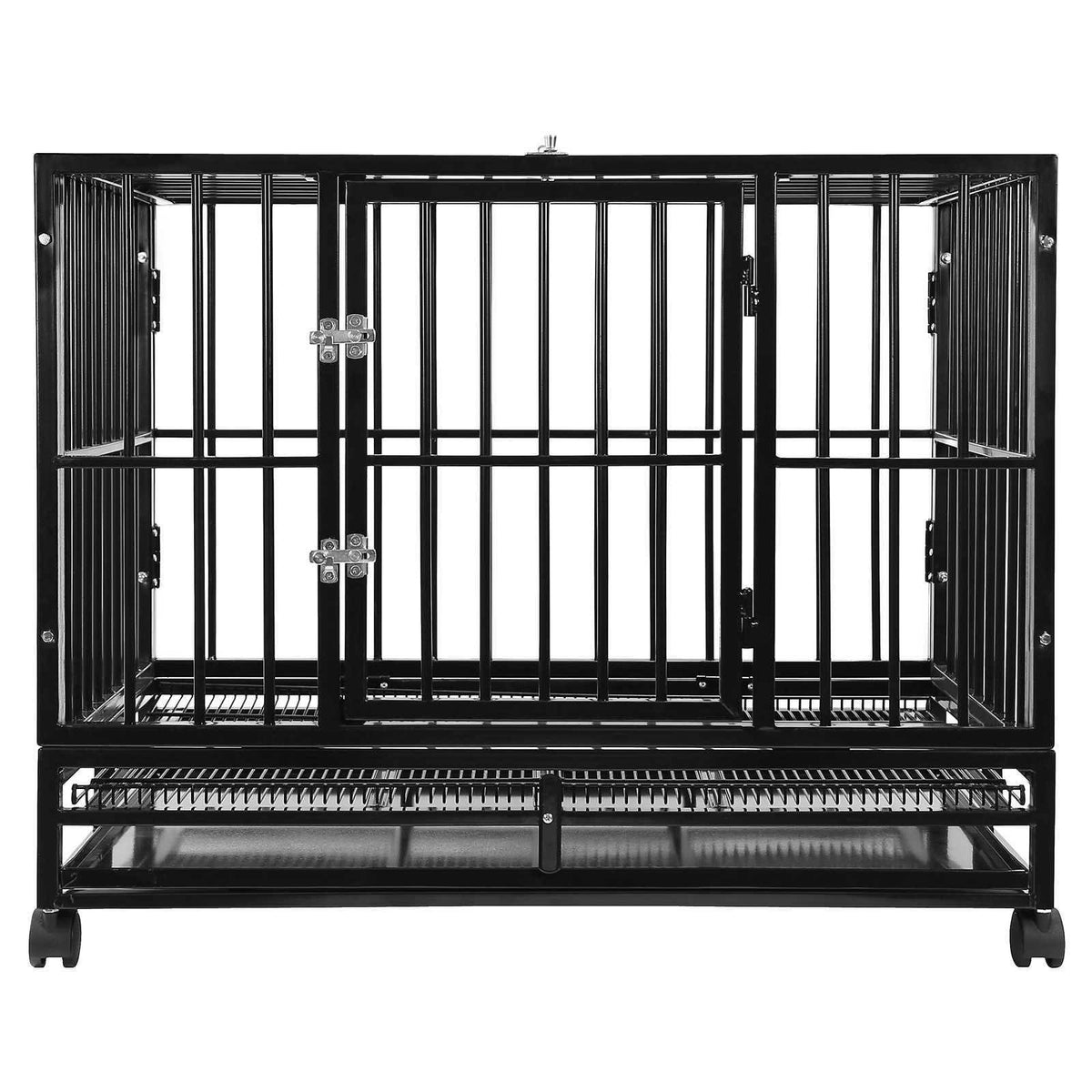 Silver Two-Door Dog Crate with Tray M178
