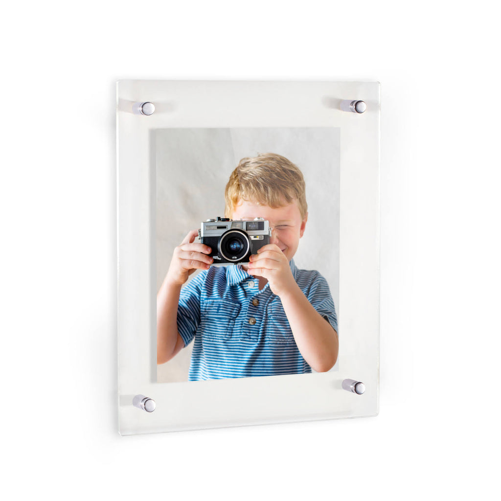 Acrylic Floating Frame for Pictures Up to 9x32 Inches with Polished Chrome Standoff H267