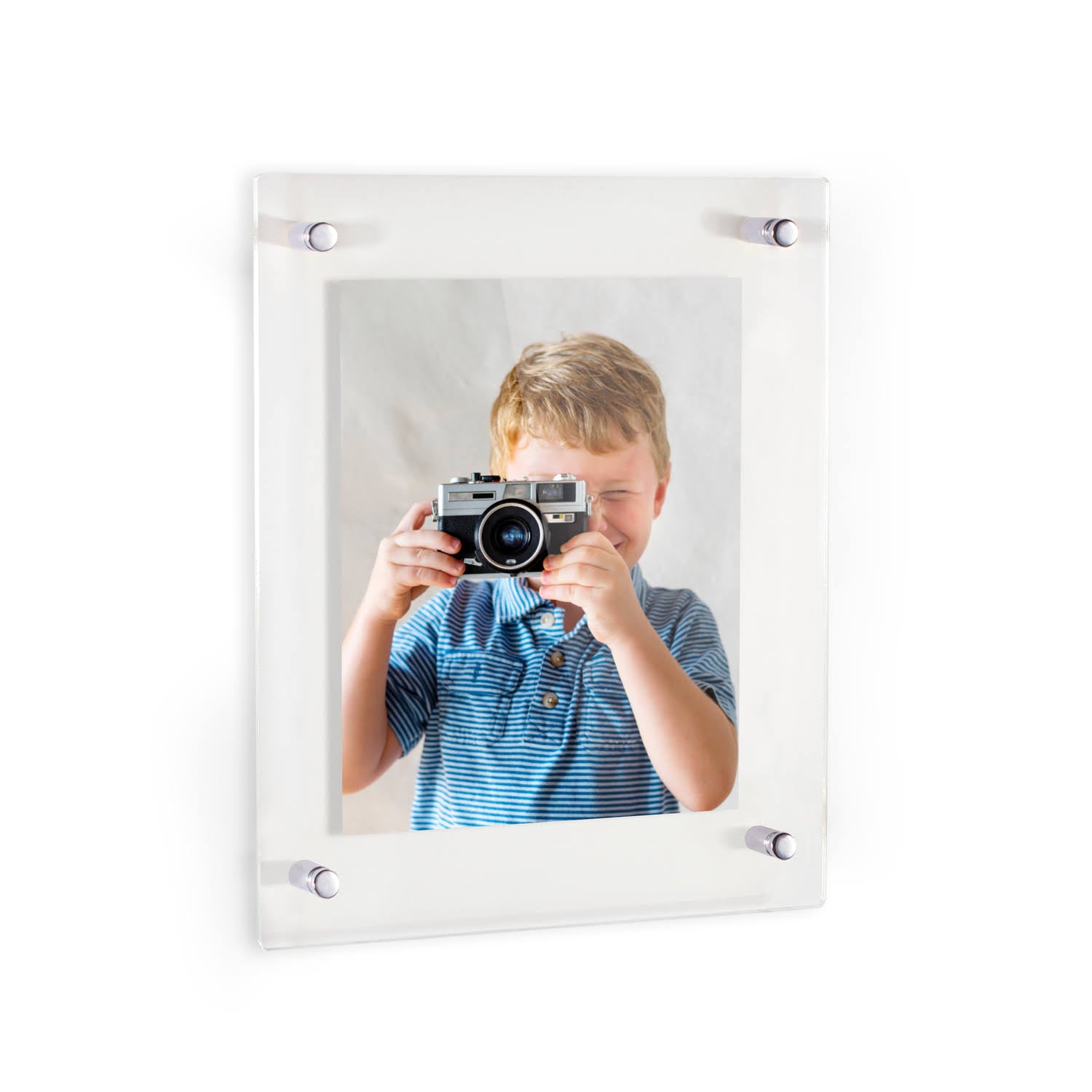 Acrylic Floating Frame for Pictures Up to 9x32 Inches with Polished Chrome Standoff H267