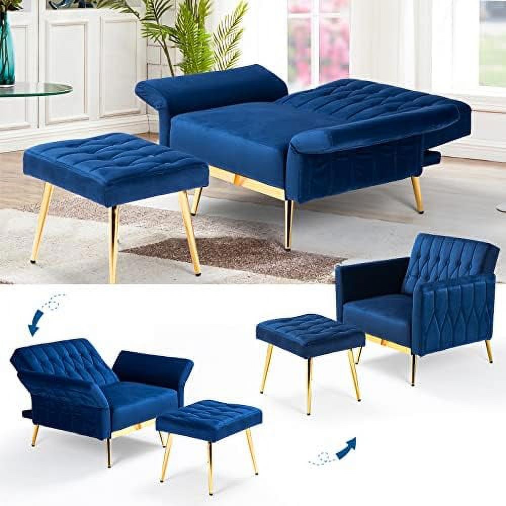 Grey Velvet Accent Chair with Ottoman and Pillow G4125