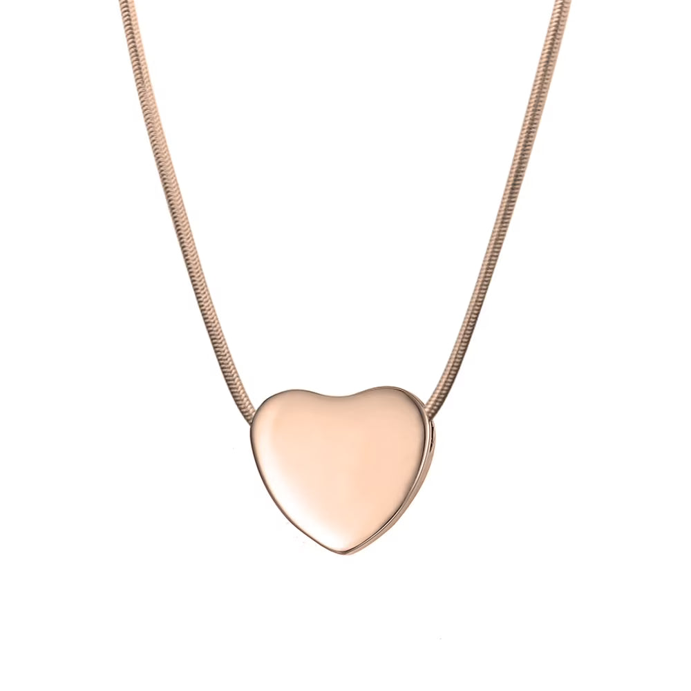 Rose Gold Heart Cremation Jewelry Necklace Urn with Velvet Jewelry Box B632
