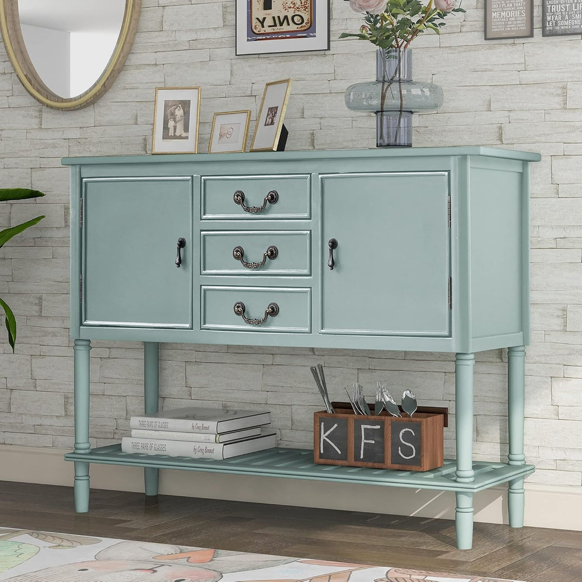 Black Solid Wood Console Table with 2 Drawers E4155