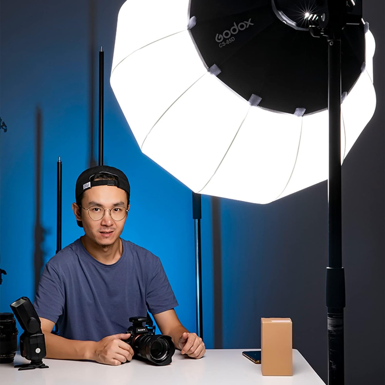 2 Packs Lantern Softbox with Light Stand Kit, 85cm Soft Light Diffuser, 2.8m Tripod Stand for Bowens Mount Lights X5996