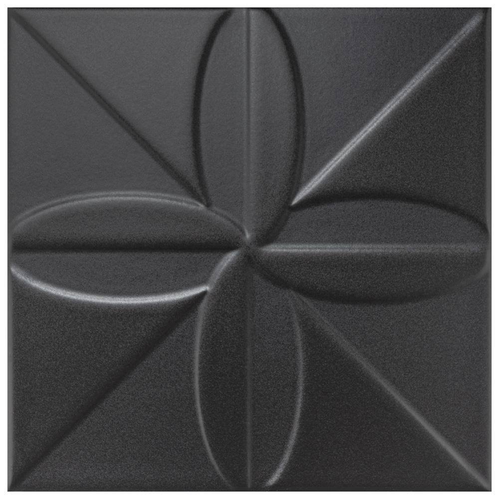Black 7-3/4 in. x 7-3/4 in. Ceramic Wall Tile N863