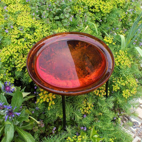 Red Crackle Birdbath with Rail Mount Bracket Z89858