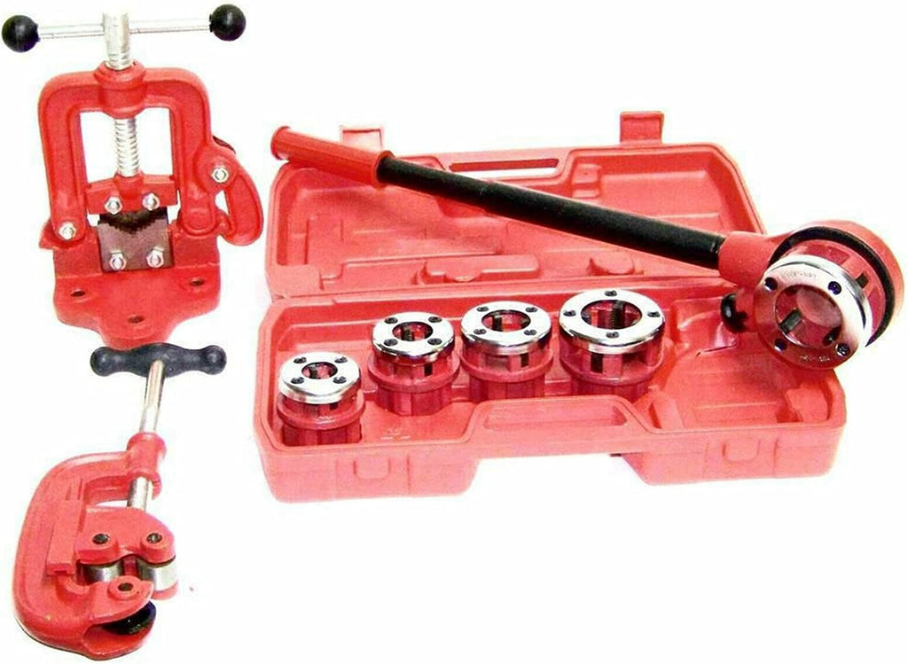 Ratchet Pipe Threader Kit Set, 3/8", 1/2", 3/4", 1", 1-1/4", Manual Ratcheting Pipe Threading Tool Set (5 Size) X86852