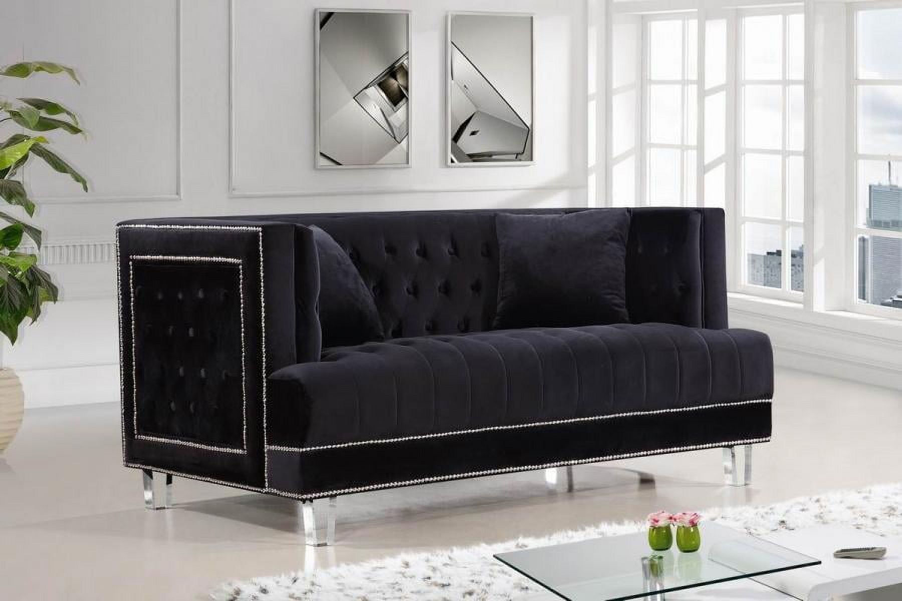 Black Velvet Fabric Acrylic Legs Set 3 Pcs X83278