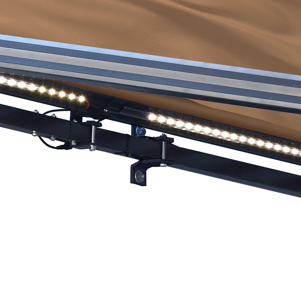 Motorized LED Half Cassette Retractable Awning 10 x 8 Feet, Sand S649