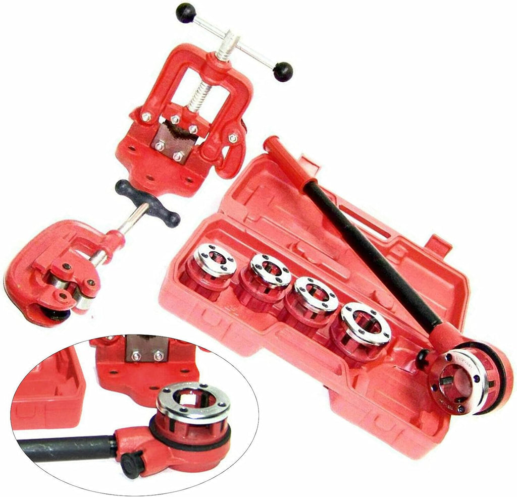 Ratchet Pipe Threader Kit Set, 3/8", 1/2", 3/4", 1", 1-1/4", Manual Ratcheting Pipe Threading Tool Set (5 Size) X86852