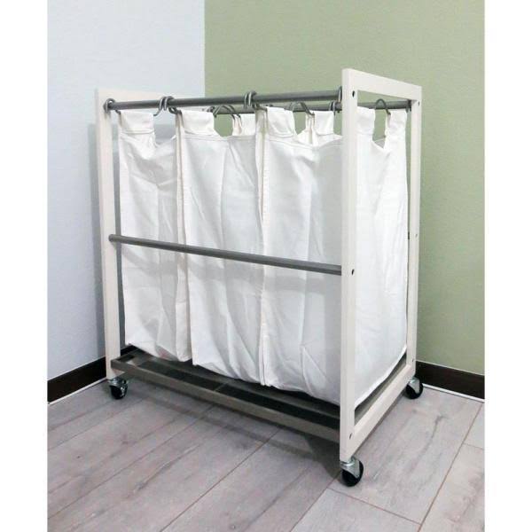 White 3 Bag Laundry Cart U789268
