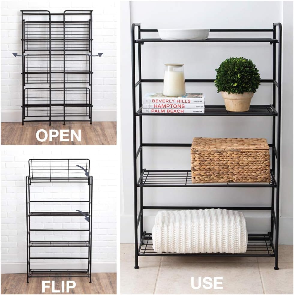 Black 4 Shelves Metal Bookcase A23825