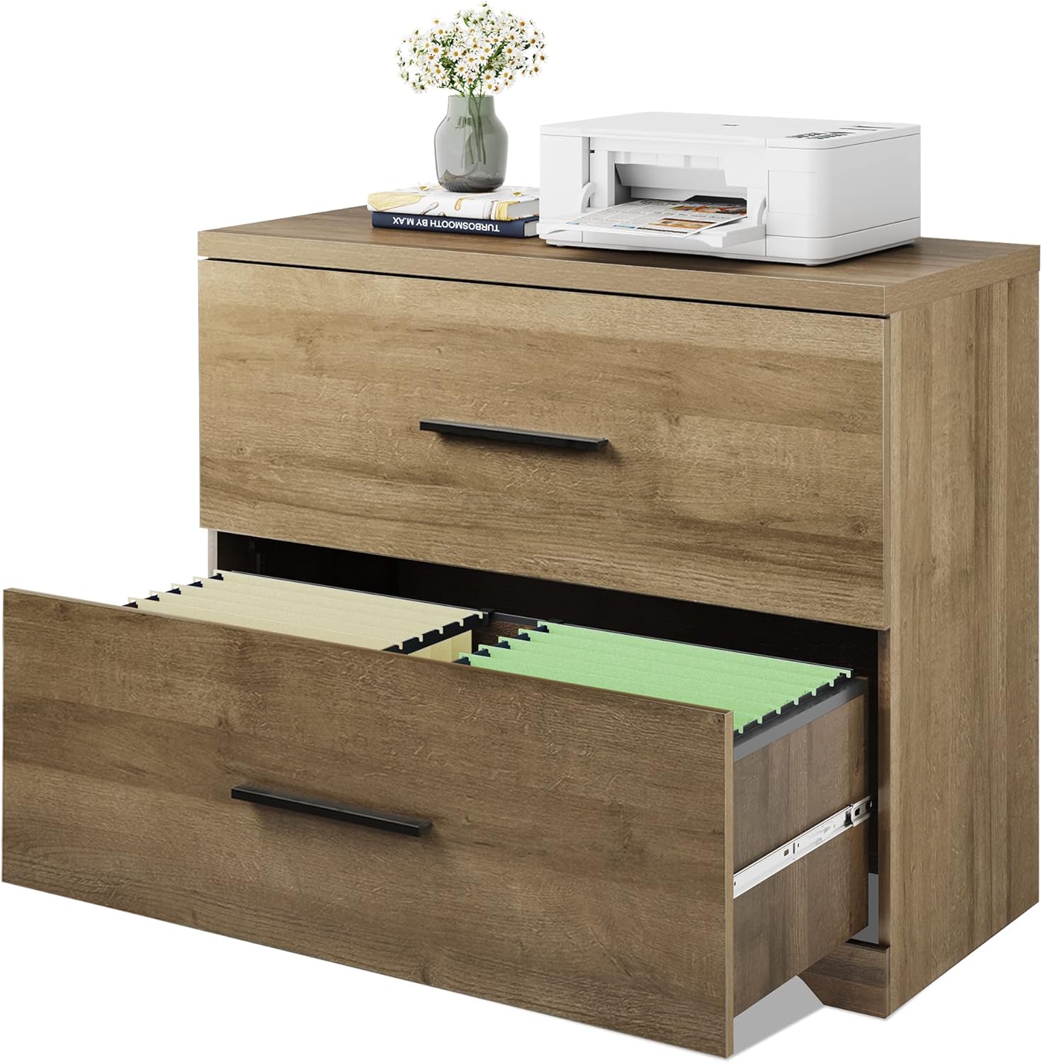 Black 2 Drawer Wood Lateral File Cabinet F4603