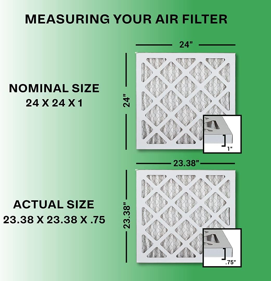 24x24x1 MERV 8 Pleated HVAC AC Furnace Air Filter with Activated Carbon (4-Pack, Black) K808584